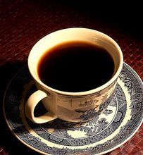 black coffee in vintage porcelain coffee cup